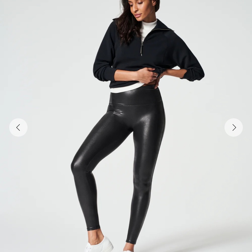 NWT SPANX Faux Leather Black Leggings-XS